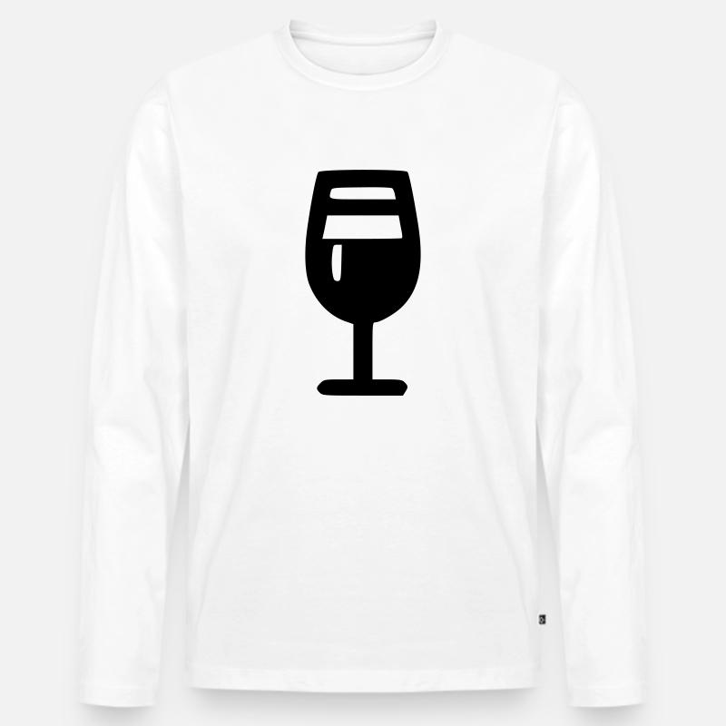Glas Wein - Männer Premium Bio Langarmshirt - Weiß