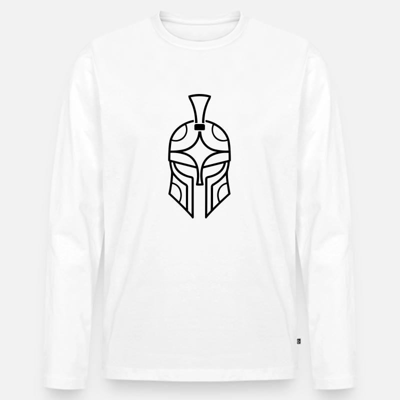 Spartanischer Helm - Männer Premium Bio Langarmshirt - Weiß