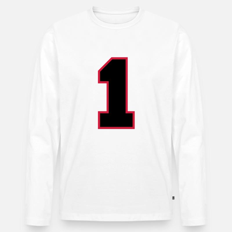 number1 - Männer Premium Bio Langarmshirt - Weiß