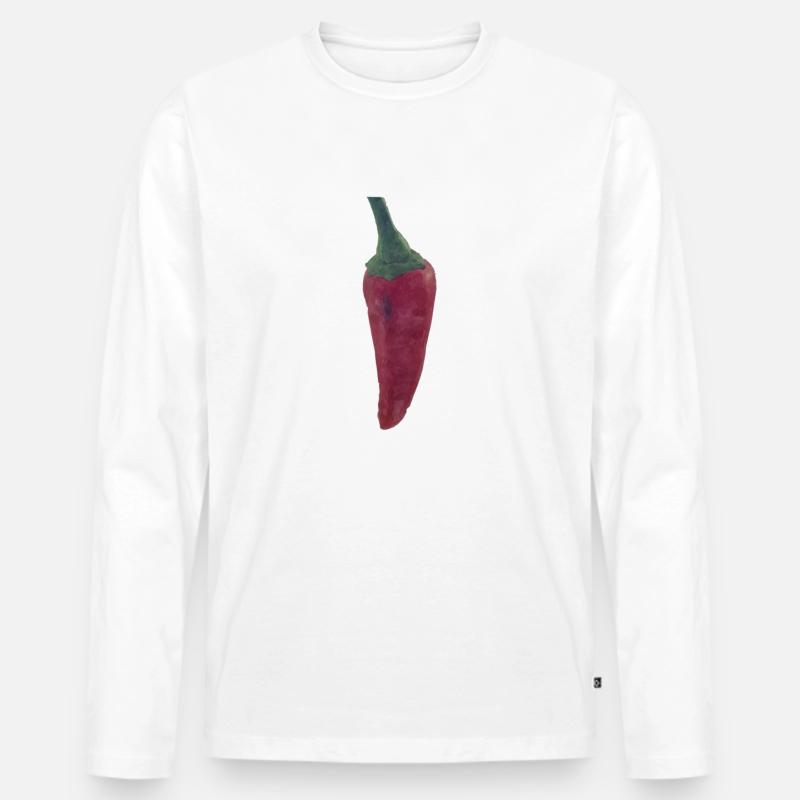 Red Pepper, Rote Pepperoni, Chilischote, Peperoni - Männer Premium Bio Langarmshirt - Weiß