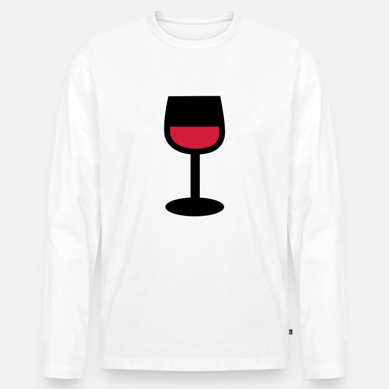 Wein Glas - Männer Premium Bio Langarmshirt - Weiß