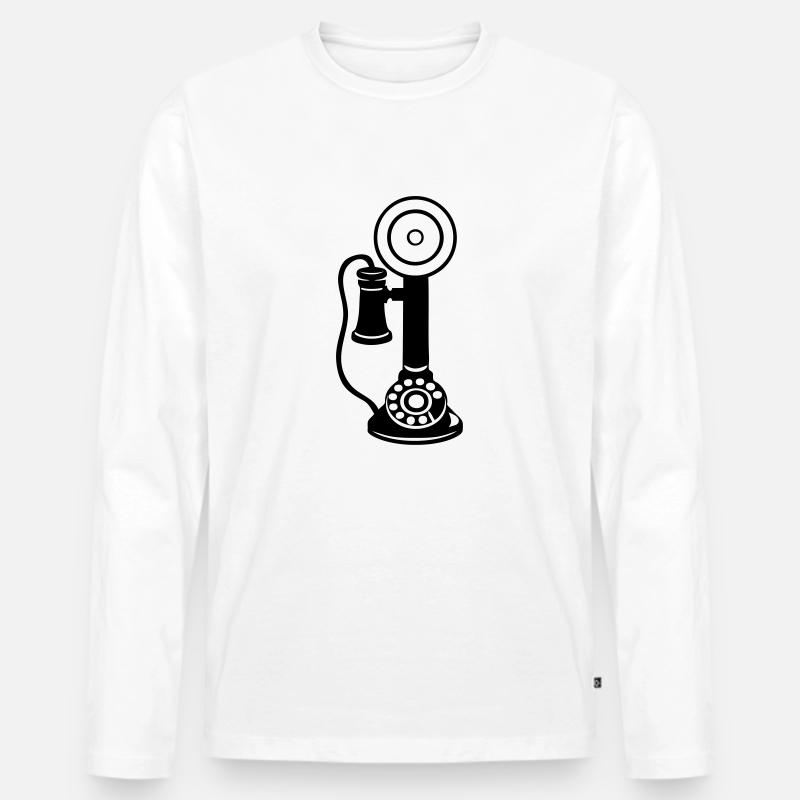 altes Telefon 2 - Männer Premium Bio Langarmshirt - Weiß