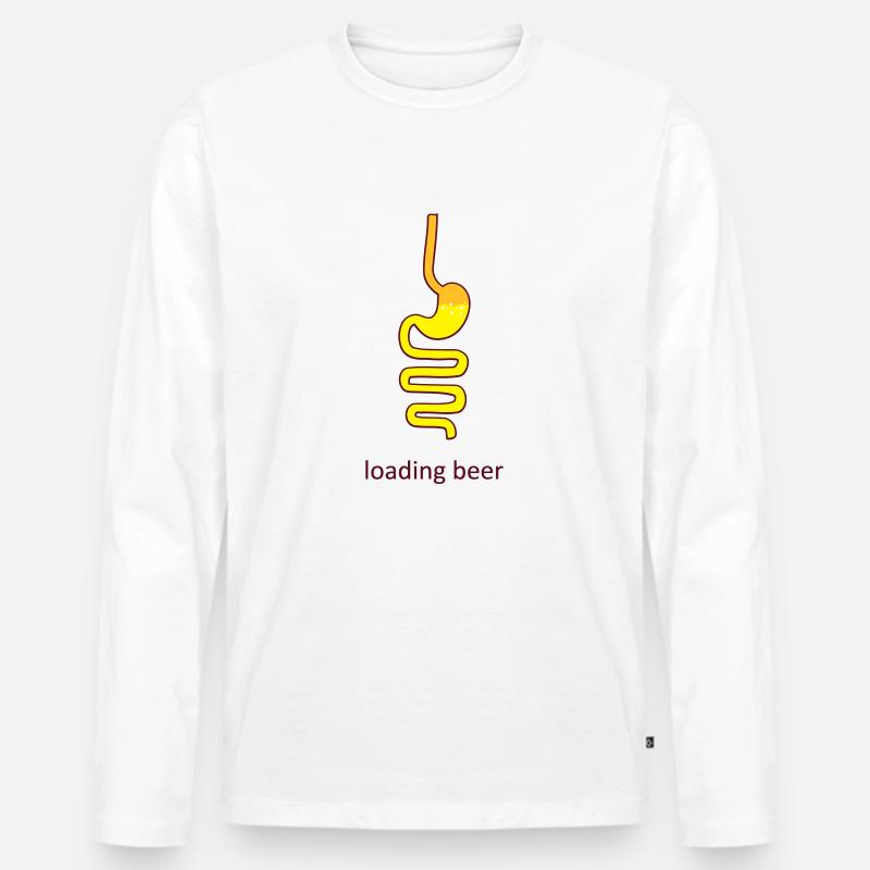 Magen Bier - Männer Premium Bio Langarmshirt - Weiß