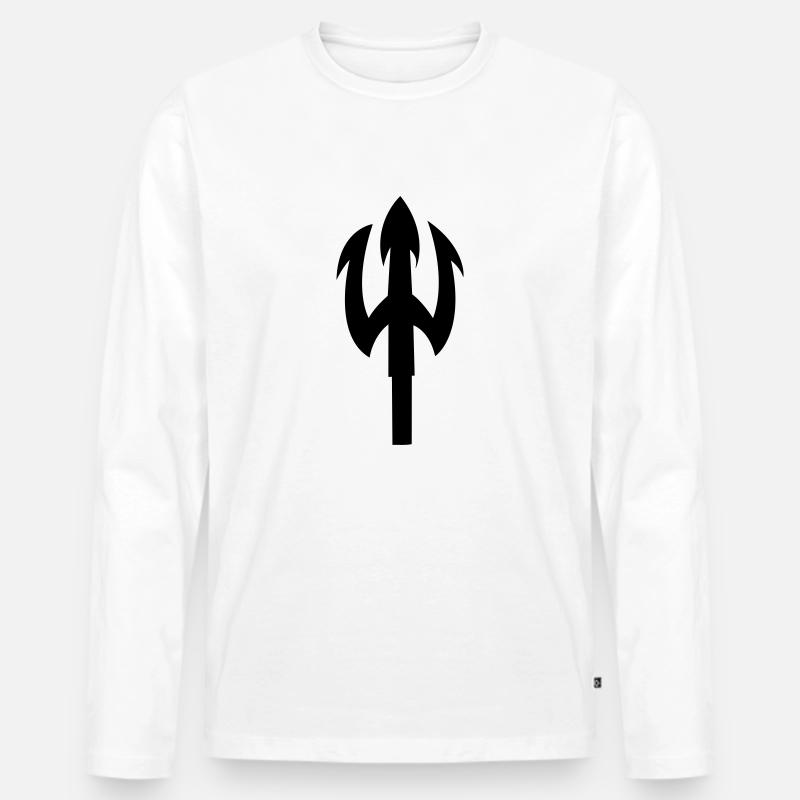 dreizack - Männer Premium Bio Langarmshirt - Weiß