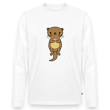 belle loutre flottante - T-shirt manches longues Premium bio Homme - blanc - Devant - Nico (187cm)