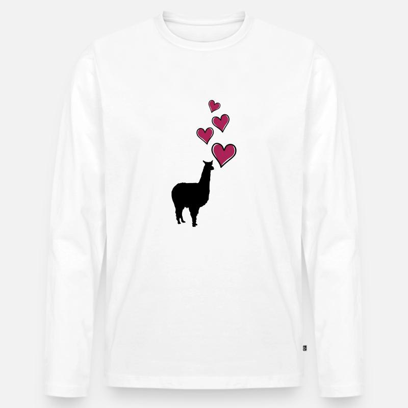 lama herzen - Männer Premium Bio Langarmshirt - Weiß