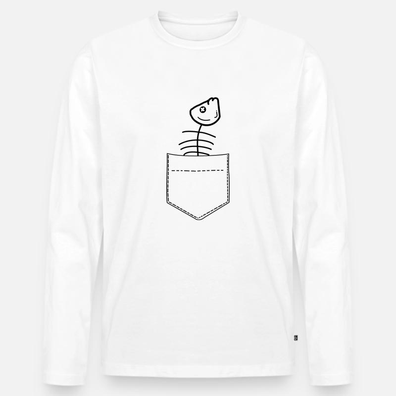 Fischgräte Brusttasche - Männer Premium Bio Langarmshirt - Weiß