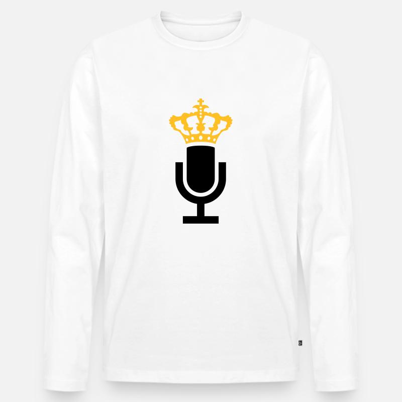 King Mikrofon Icon - Männer Premium Bio Langarmshirt - Weiß