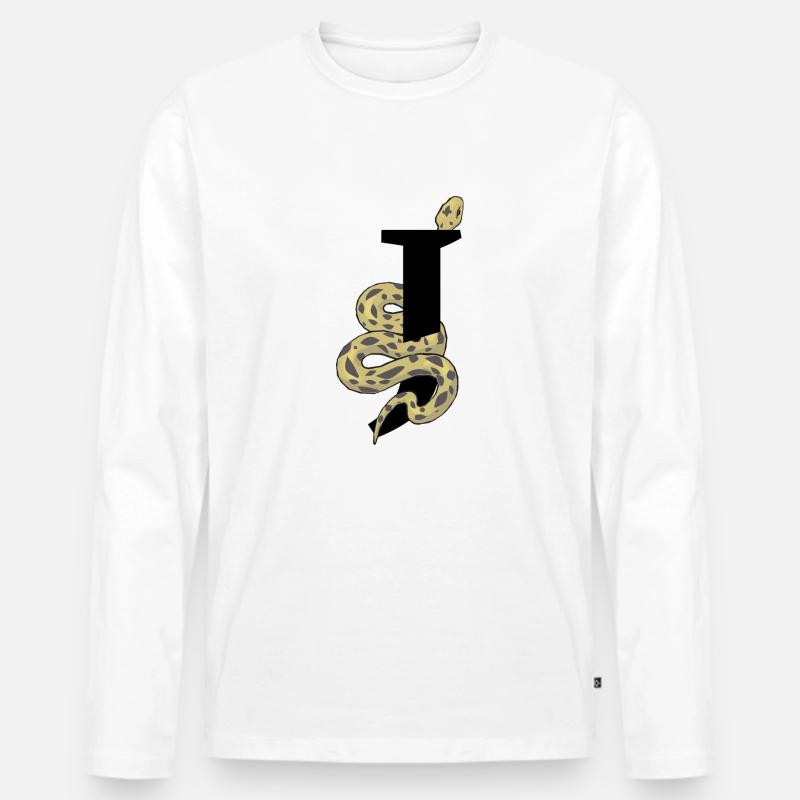 Buchstabe j Schlange - Männer Premium Bio Langarmshirt - Weiß
