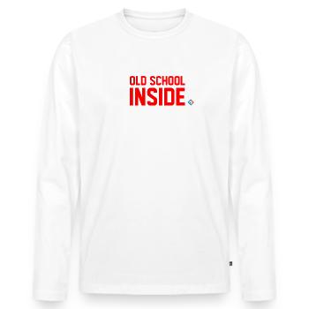 Old School Inside Red - Men's Premium Organic Long Sleeve Shirt - white - Front - Nico (187cm)