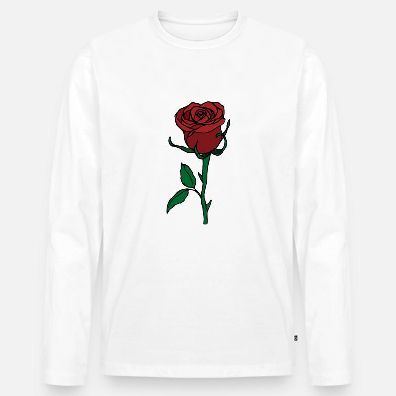 Rose - Männer Premium Bio Langarmshirt - Weiß