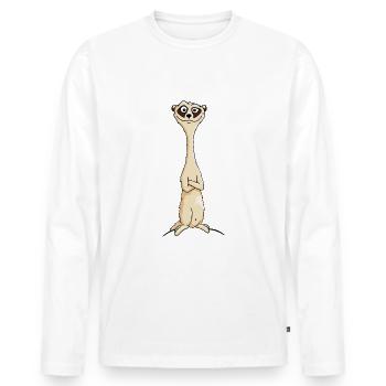 Erdmännchen - Männer Premium Bio Langarmshirt - Weiß - Vorne - Nico (187cm)