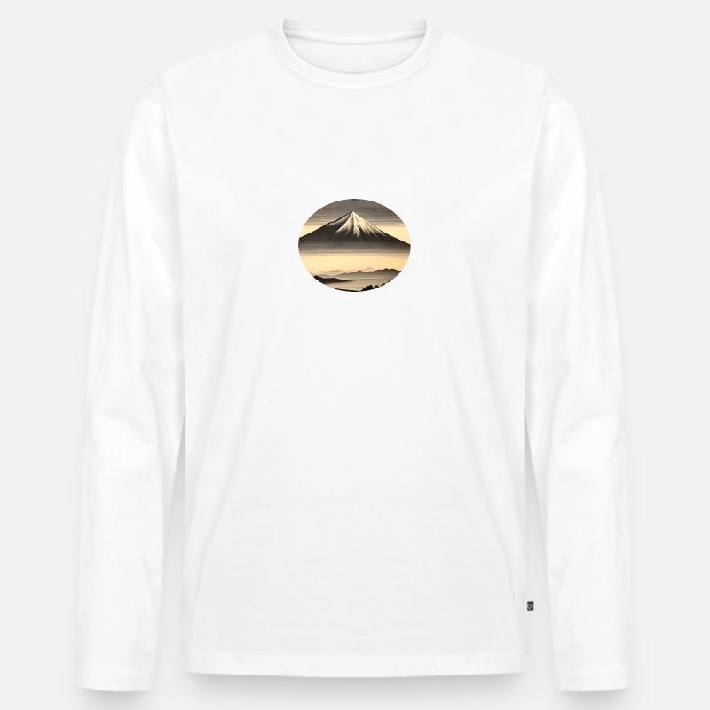 Berg schattiert in retro - Männer Premium Bio Langarmshirt - Weiß