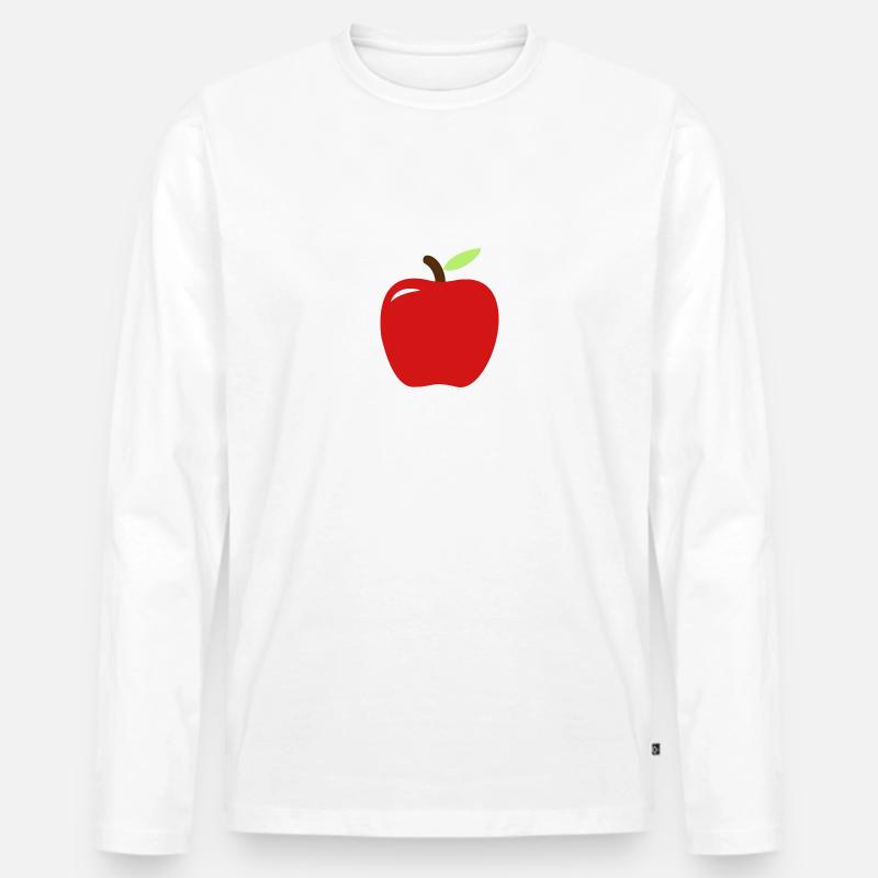 Apfel - Männer Premium Bio Langarmshirt - Weiß