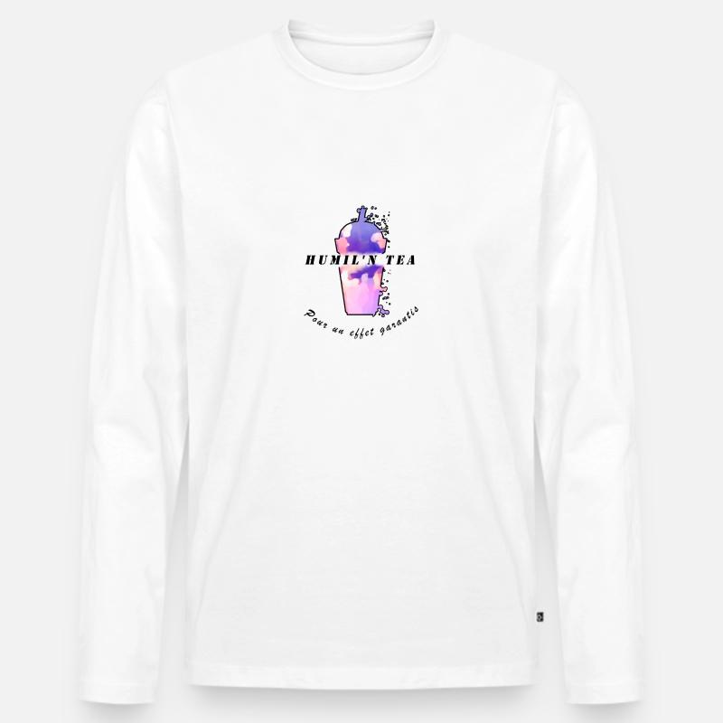 HumilNTea - Männer Premium Bio Langarmshirt - Weiß