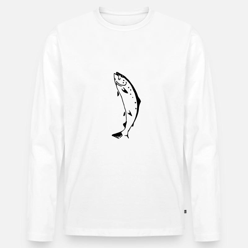 jumping salmon - Männer Premium Bio Langarmshirt - Weiß