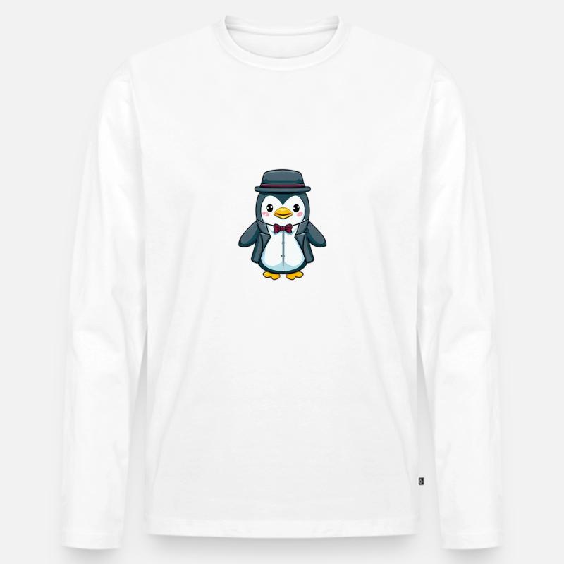 Pinguin - Männer Premium Bio Langarmshirt - Weiß