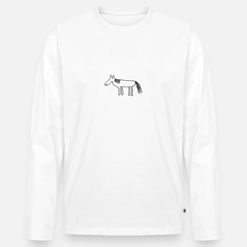 Pferd - Männer Premium Bio Langarmshirt - Weiß