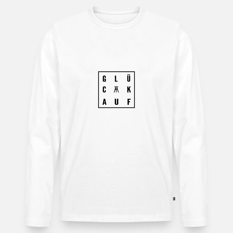 Glück auf mit Förderturm - Männer Premium Bio Langarmshirt - Weiß