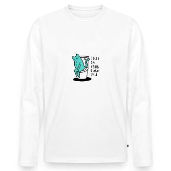 FOCUS CAT - T-shirt manches longues Premium bio Homme - blanc - Devant - Nico (187cm)