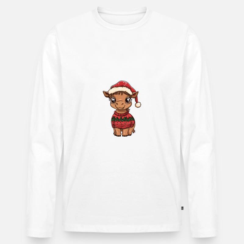 Kamel Weihnachten Comic - Männer Premium Bio Langarmshirt - Weiß