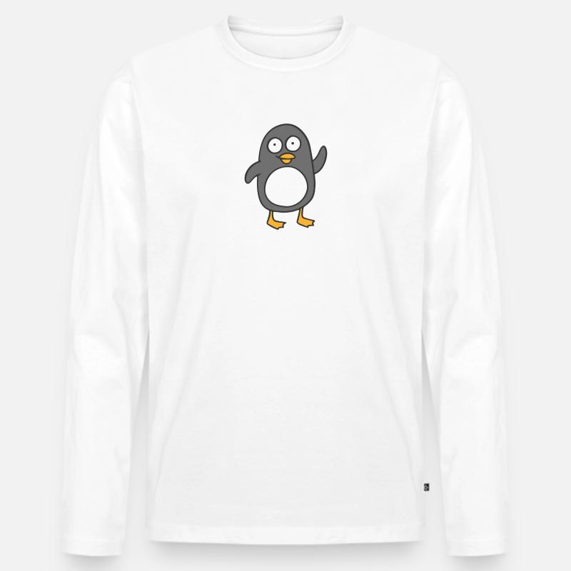 Pinguin - Männer Premium Bio Langarmshirt - Weiß