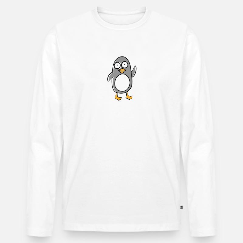 Pinguin - Männer Premium Bio Langarmshirt - Weiß