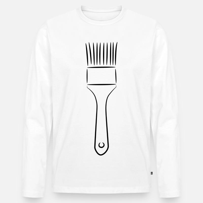 Maler Pinsel Zeichnung - Männer Premium Bio Langarmshirt - Weiß