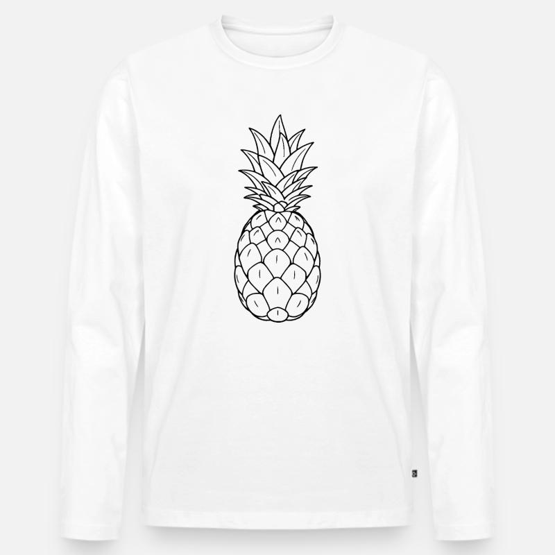 Minimalistic Pineapple - Männer Premium Bio Langarmshirt - Weiß