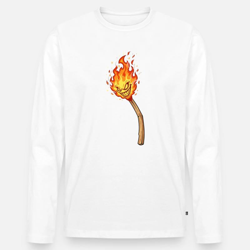 Lodernder Flammenkobold - Männer Premium Bio Langarmshirt - Weiß
