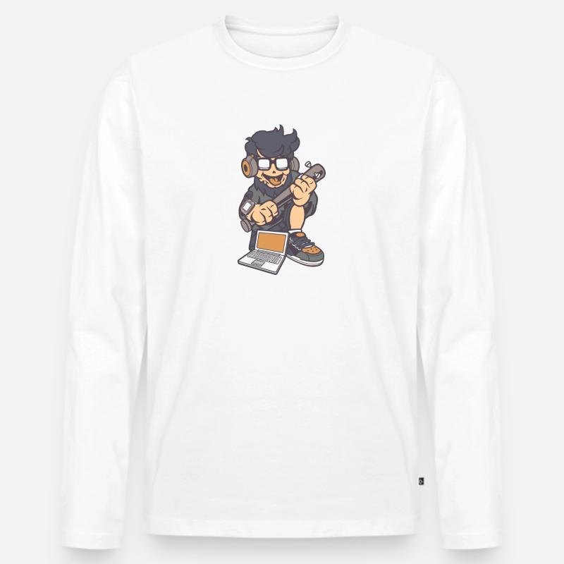 Jugendlicher Technik - Männer Premium Bio Langarmshirt - Weiß