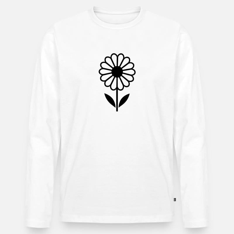 Blume - Männer Premium Bio Langarmshirt - Weiß