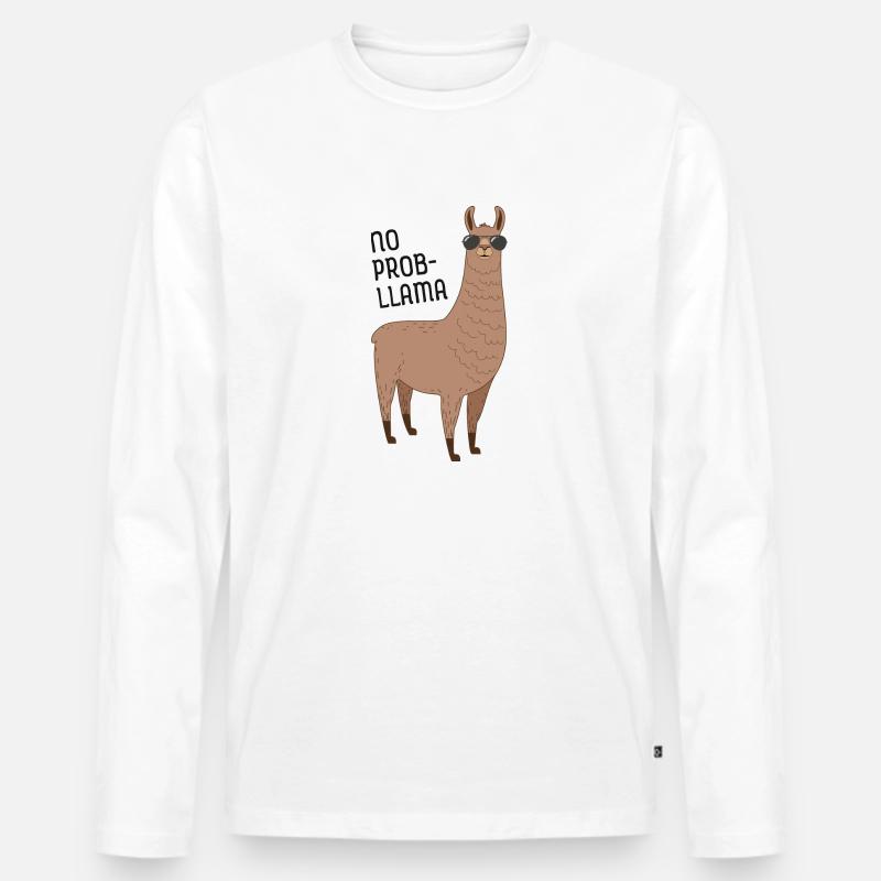 No Prob- Llama - Männer Premium Bio Langarmshirt - Weiß