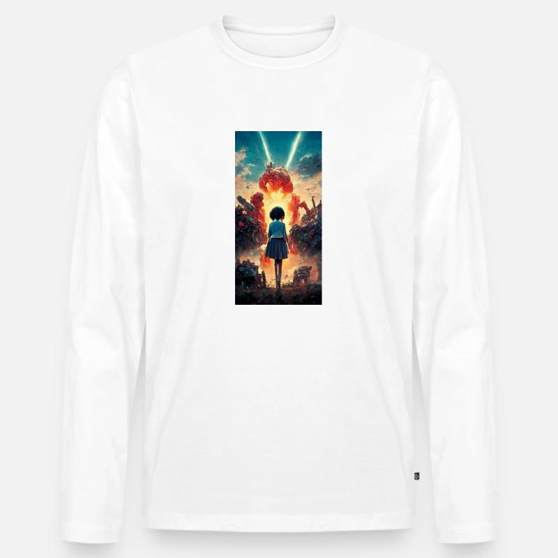 Anime-Mädchen - Männer Premium Bio Langarmshirt - Weiß
