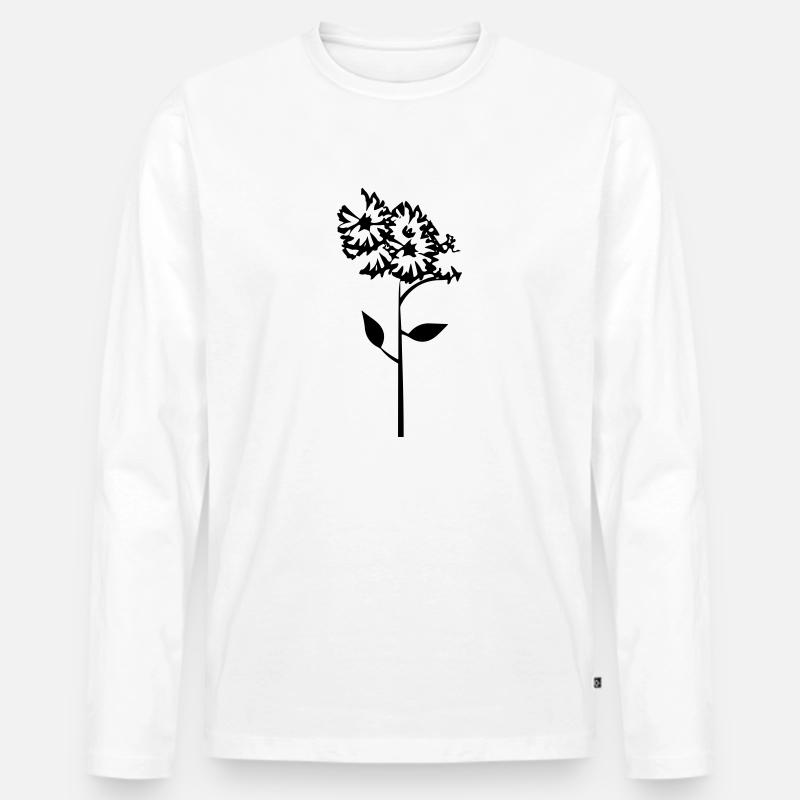 Blume mit Stiel - Männer Premium Bio Langarmshirt - Weiß