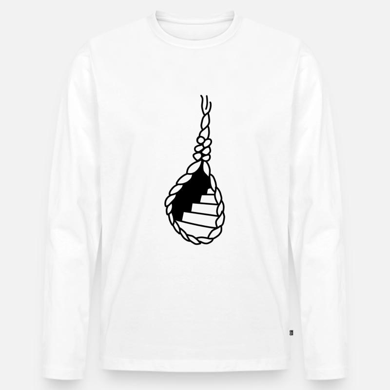 Strick Treppe - Männer Premium Bio Langarmshirt - Weiß
