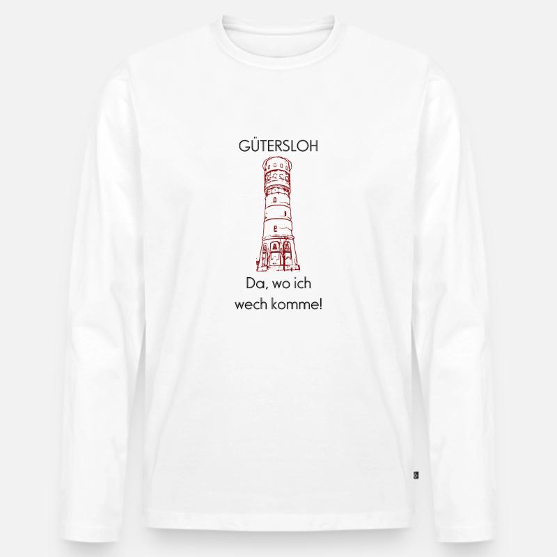 Gütersloh roter Wasserturm - Männer Premium Bio Langarmshirt - Weiß