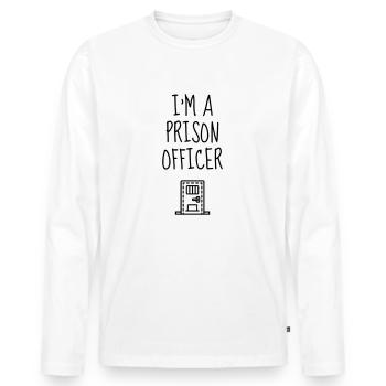 gardien de prison / surveillant / police / juge - T-shirt manches longues Premium bio Homme - blanc - Devant - Nico (187cm)