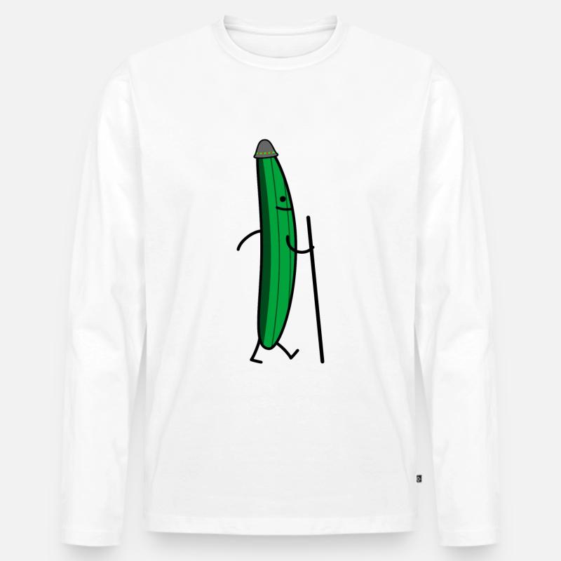 Wandernde Gurke - Männer Premium Bio Langarmshirt - Weiß