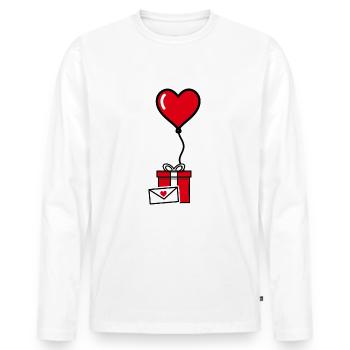 Gift Balloon Heart Valentine's Day 2023 - Men's Premium Organic Long Sleeve Shirt - white - Front - Nico (187cm)