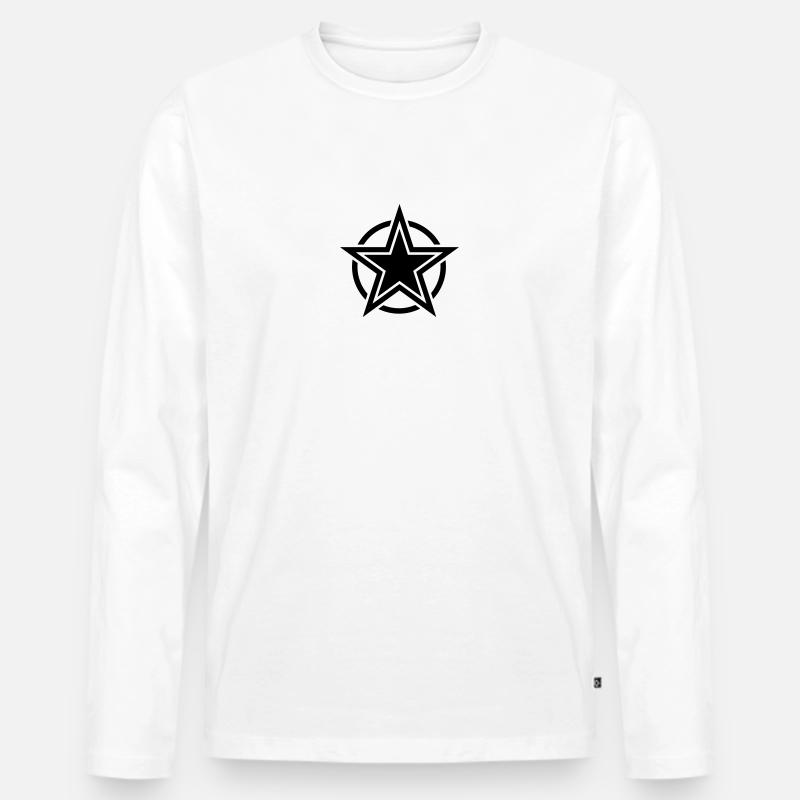 star - Männer Premium Bio Langarmshirt - Weiß
