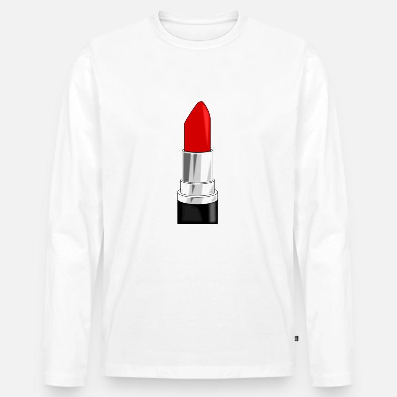 Lippenstift - Männer Premium Bio Langarmshirt - Weiß