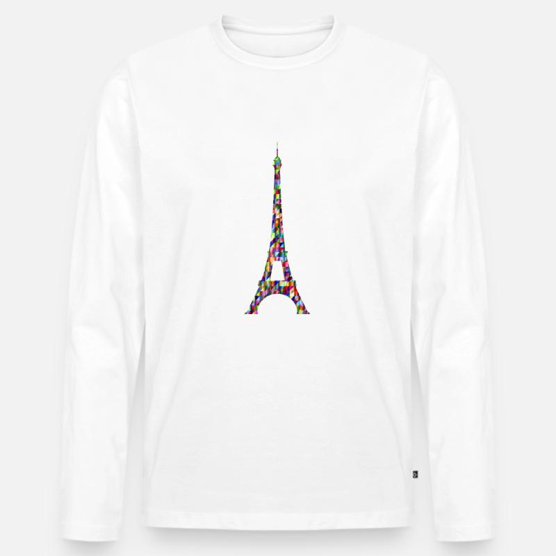 Eiffelturm Regenbogen - Männer Premium Bio Langarmshirt - Weiß