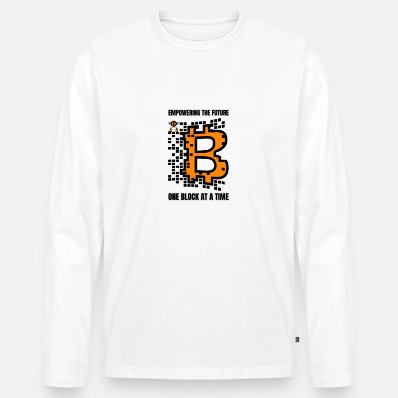 Bitcoin Blockchain Geld Geschenk Geschenkidee - Männer Premium Bio Langarmshirt - Weiß
