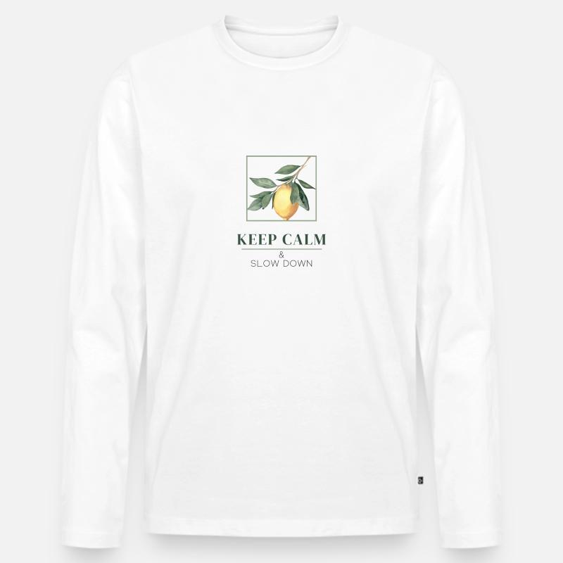 Keep Calm & Slow Down - Männer Premium Bio Langarmshirt - Weiß