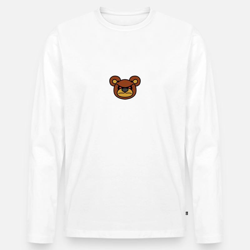 Wütender Teddybär - Männer Premium Bio Langarmshirt - Weiß