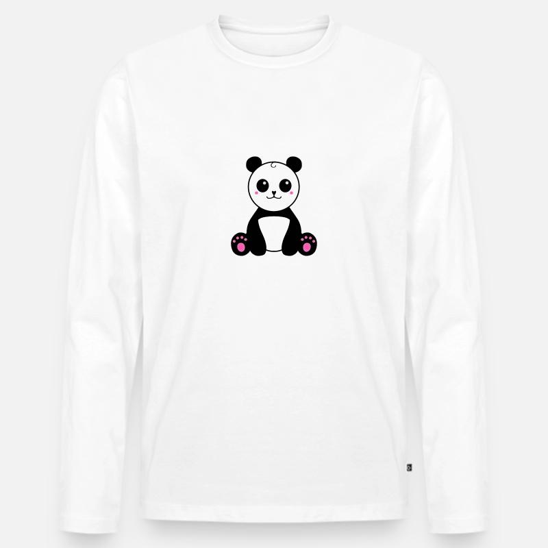 Panda Emoji - Männer Premium Bio Langarmshirt - Weiß