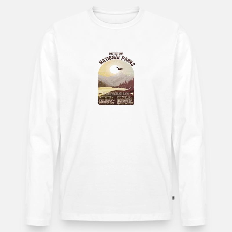 National Parks Neuseelands - Männer Premium Bio Langarmshirt - Weiß