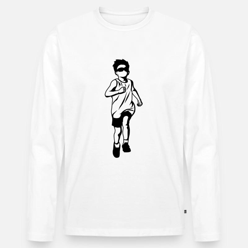 Laufendes Kind - Männer Premium Bio Langarmshirt - Weiß