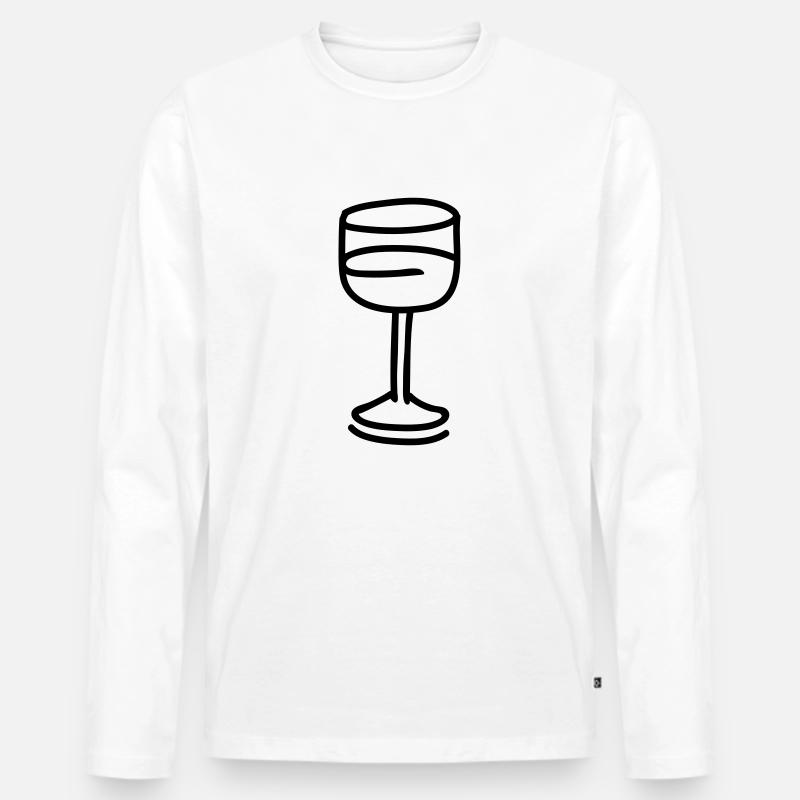 Weinglas - line - Männer Premium Bio Langarmshirt - Weiß